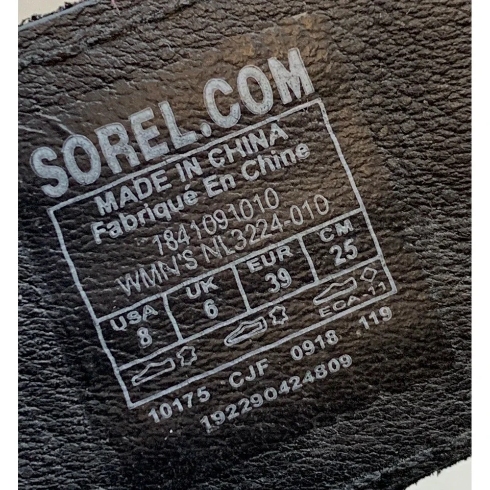 Sorel Joanie II LWomen's Lace Wedge Sandals Black Leather Gladiator 8 Shoes